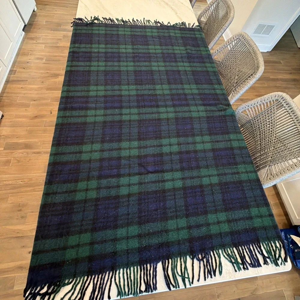 Black Watch Tartan 100% Wool Throw Blanket 60X60in